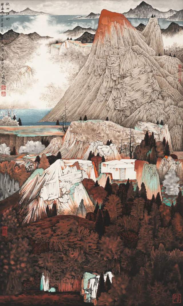 秋山红妆-山水-纸本设色-65-39cm